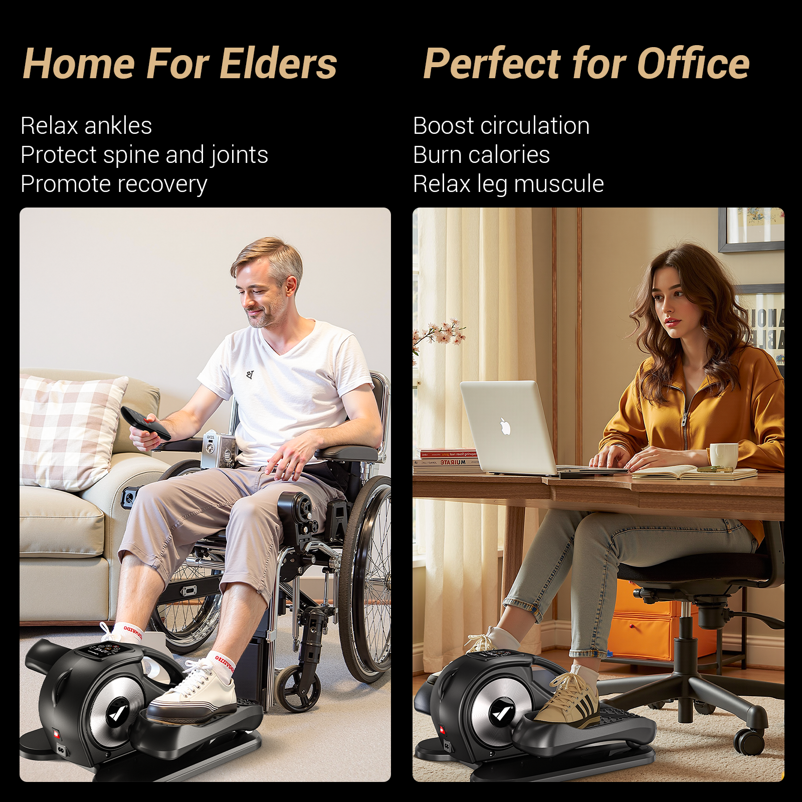 UTRYUP Under Desk Elliptical Machine, 12-Speed Quiet Seated Pedal Exerciser for Home Office, Seniors & Leg Exercise