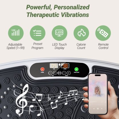 Vibration Plate Exercise Machine 330lbs Capacity, Full Body Workout Vibration Fitness Platform with Loop Bands and Remote Control for Lymphatic Drainage
