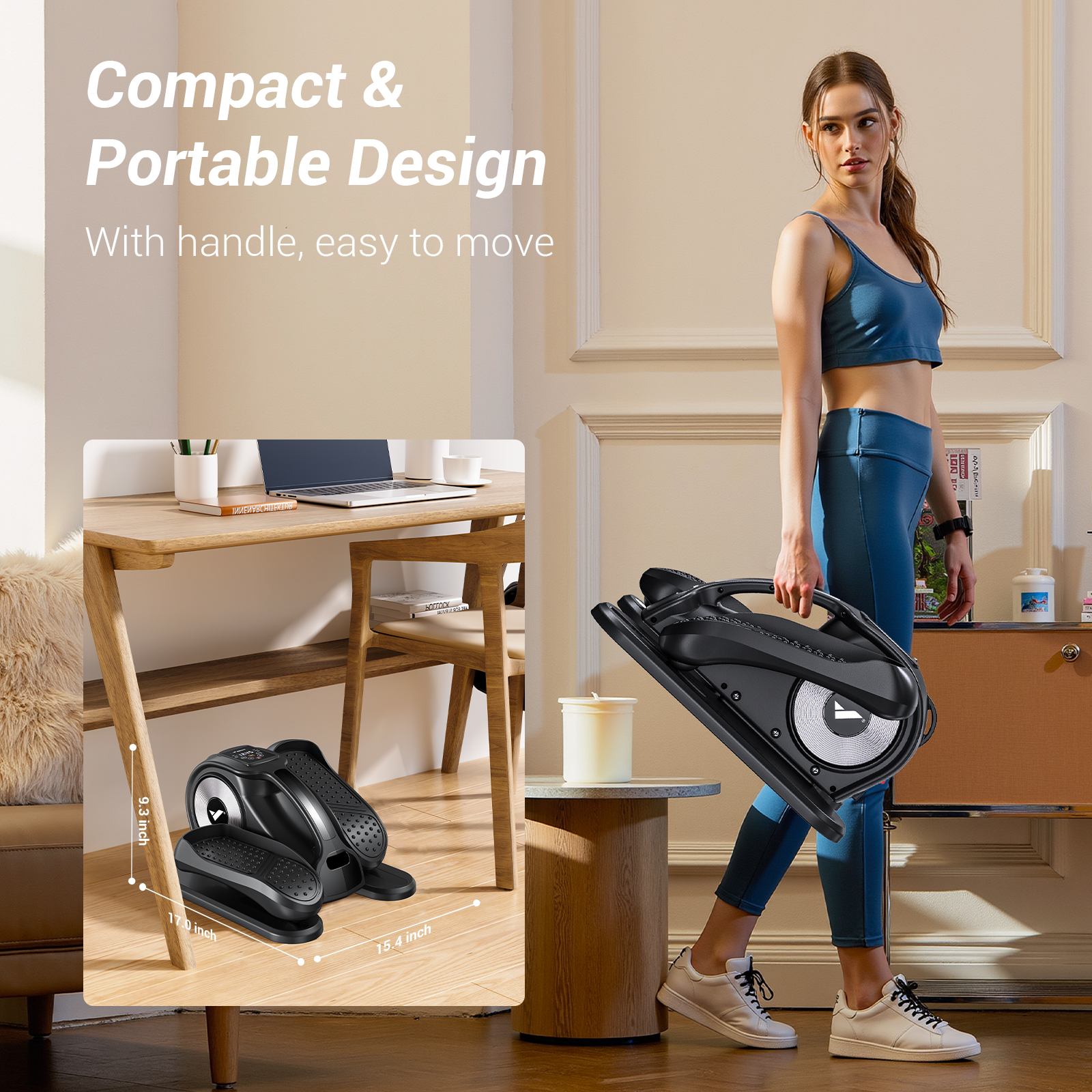 UTRYUP Under Desk Elliptical Machine, 12-Speed Quiet Seated Pedal Exerciser for Home Office, Seniors & Leg Exercise