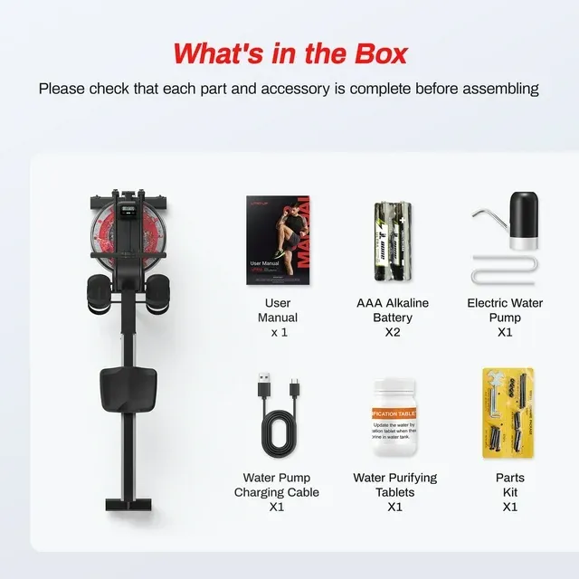 UTRYUP Water Rowing Machines, 16 Levels of Quiet Resistance Foldable Compact Rowing Machine 350 LB Weight Capacity with Bluetooth, App Supported, Tablet Holder