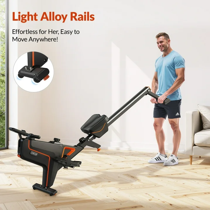 UTRYUP Magnetic Rowing Machines for Home, 16 Levels of Quiet Resistance Foldable Compact Rowing Machine 350 LB Weight Capacity with Bluetooth, App Supported, Tablet Holder