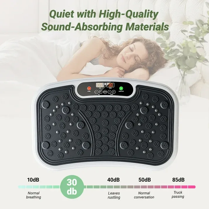 Vibration Plate Exercise Machine 330lbs Capacity, Full Body Workout Vibration Fitness Platform with Loop Bands and Remote Control for Lymphatic Drainage