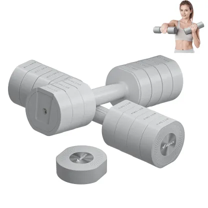 MERACH 4-in-1 Adjustable Dumbbells, 2-Pack, Each 2.2/4.4/6.6/8.8 lbs, Hand Weights for Women, for Home Fitness Training, Gray