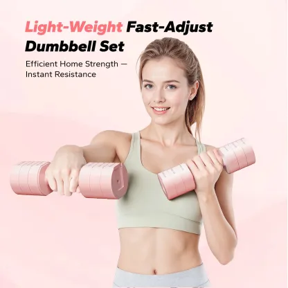 MERACH 4-in-1 Adjustable Dumbbells, 2-Pack, Each 2.2/4.4/6.6/8.8 lbs, Hand Weights for Women, for Home Fitness Training, Pink
