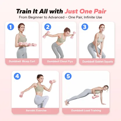 MERACH 4-in-1 Adjustable Dumbbells, 2-Pack, Each 2.2/4.4/6.6/8.8 lbs, Hand Weights for Women, for Home Fitness Training, Pink