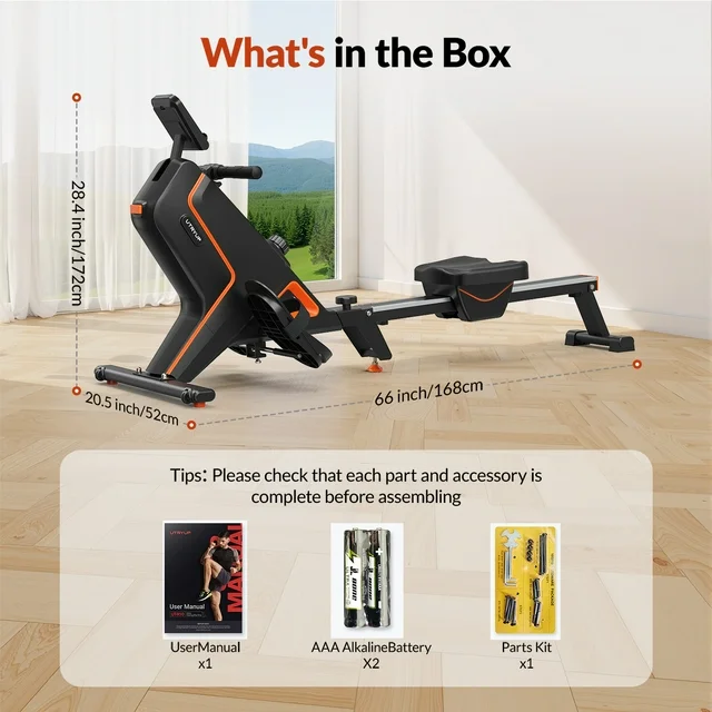 UTRYUP Magnetic Rowing Machines for Home, 16 Levels of Quiet Resistance Foldable Compact Rowing Machine 350 LB Weight Capacity with Bluetooth, App Supported, Tablet Holder