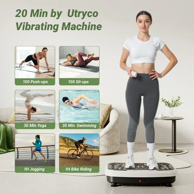Vibration Plate Exercise Machine 330lbs Capacity, Full Body Workout Vibration Fitness Platform with Loop Bands and Remote Control for Lymphatic Drainage