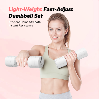 MERACH 4-in-1 Adjustable Dumbbells, 2-Pack, Each 2.2/4.4/6.6/8.8 lbs, Hand Weights for Women, for Home Fitness Training, White