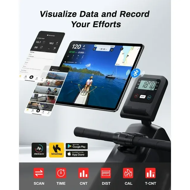 UTRYUP Magnetic Rowing Machines for Home, 16 Levels of Quiet Resistance Foldable Compact Rowing Machine 350 LB Weight Capacity with Bluetooth, App Supported, Tablet Holder