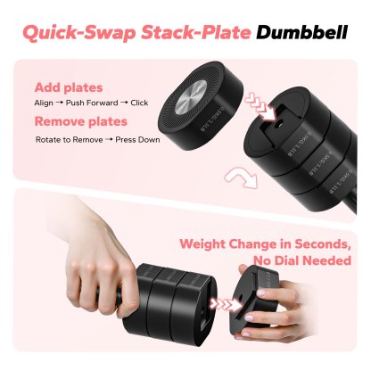 MERACH 4-in-1 Adjustable Dumbbells, 2-Pack, Each 2.2/4.4/6.6/8.8 lbs, Hand Weights for Women, for Home Fitness Training, Black