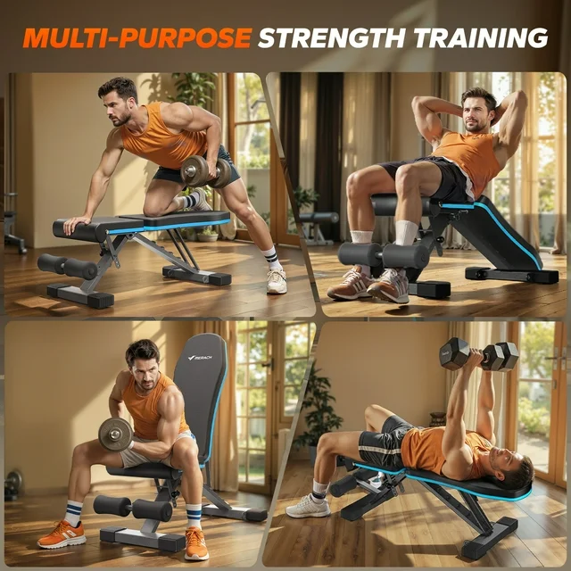 MERACH Adjustable Weight Bench Hold up to 990 lbs, Foldable Exercise Bench for Home Gym Fitness Strength Training