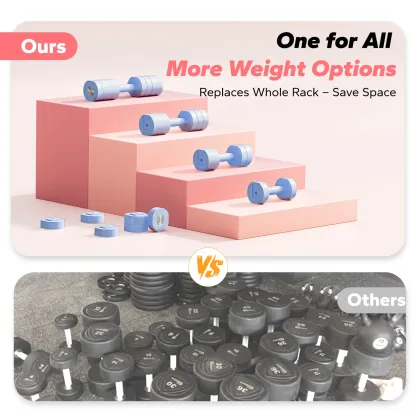 MERACH 4-in-1 Adjustable Dumbbells, 2-Pack, Each 2.2/4.4/6.6/8.8 lbs, Hand Weights for Women, for Home Fitness Training, Black