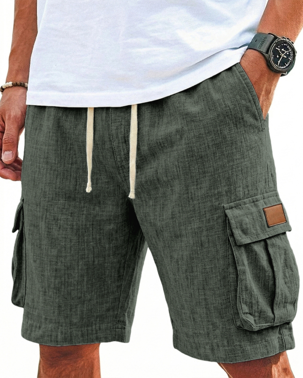 Breathable Cotton and Linen Multi-pocket Shorts