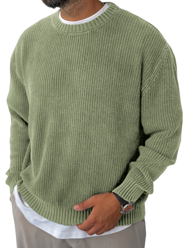 Men's Knitted Solid Color Basic Pullover Sweater