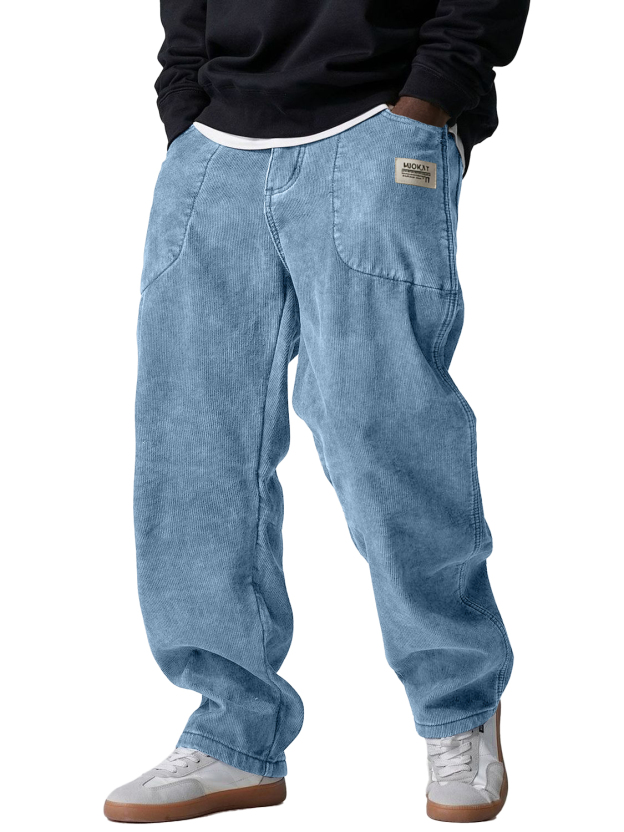 Men's Retro Simple Multi Pocket Workwear Corduroy Pants