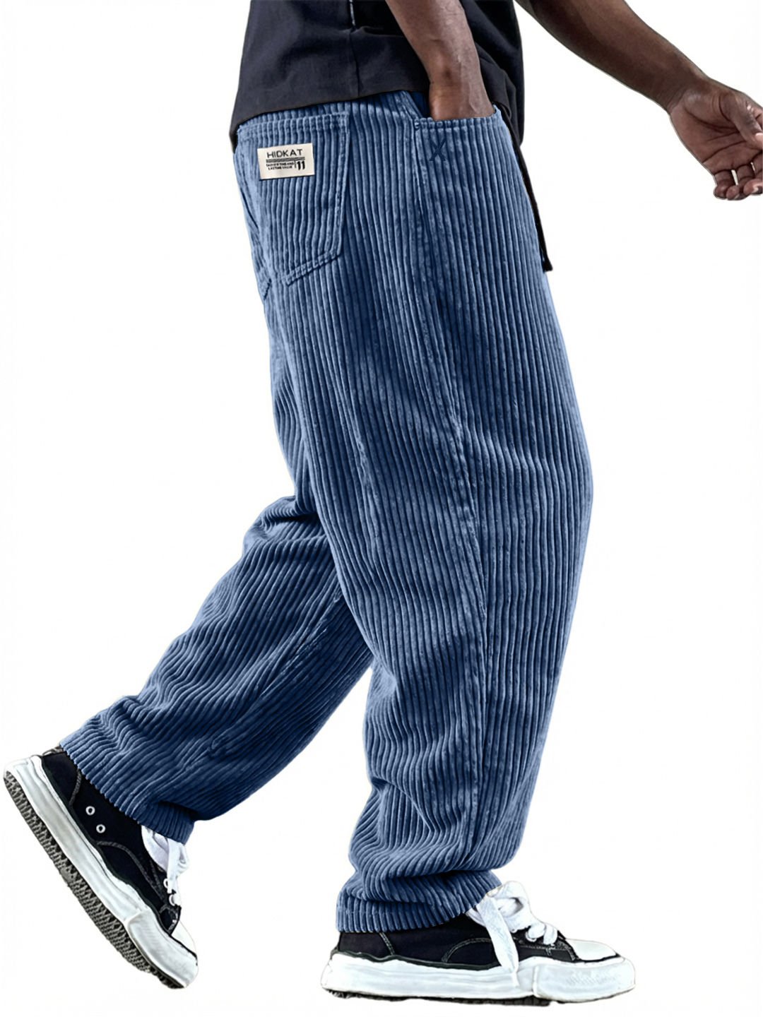 Men's Simple Casual Multi-Pocket Workwear Embroidered Logo Corduroy Pants