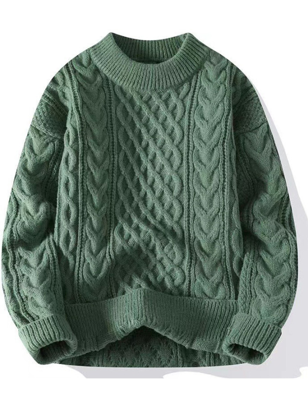 Men's Jacquard Textured Crewneck Knit Sweater