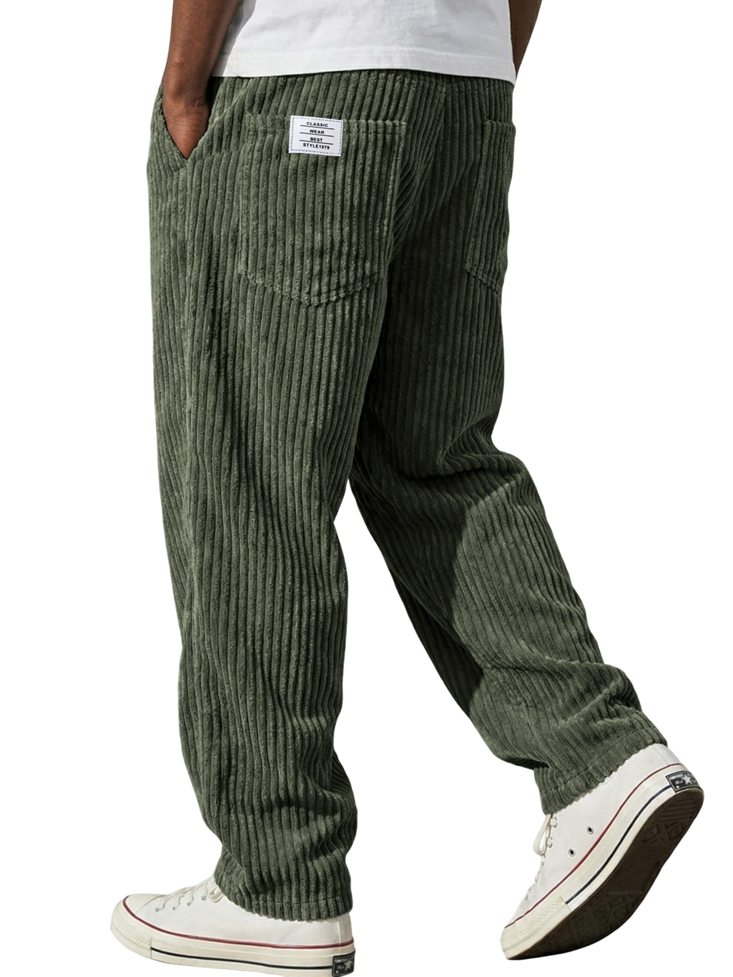 Men's Vintage-style Corduroy Textured Casual Embroidered Trousers