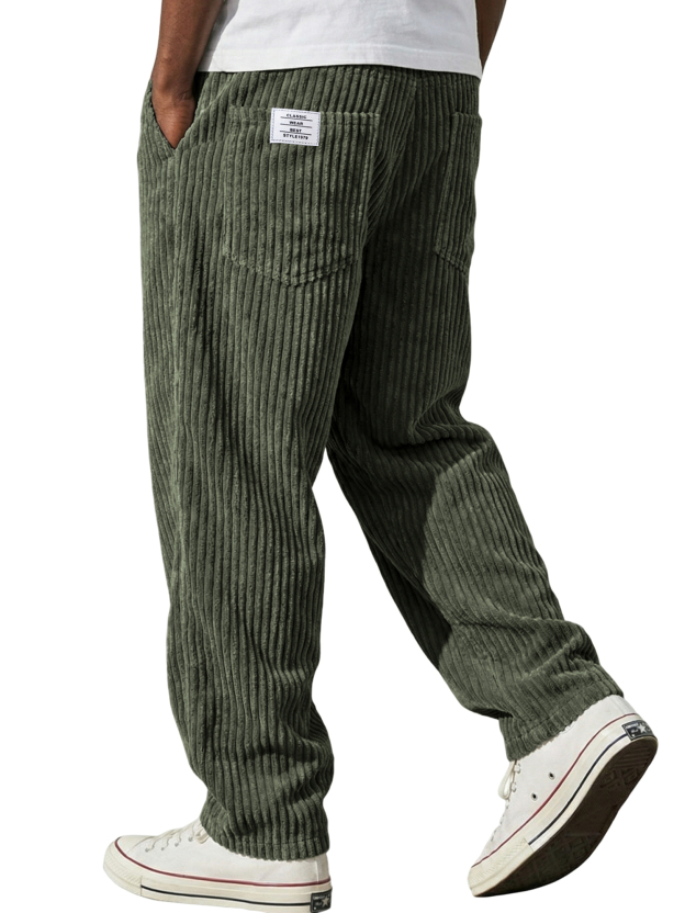 Men's Vintage-style Corduroy Textured Casual Embroidered Trousers