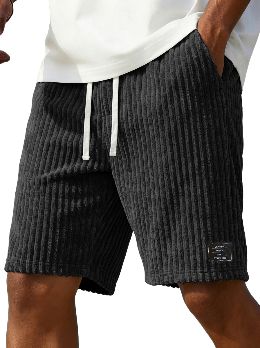 Men's Stylish Corduroy Shorts with Embroidered Logo
