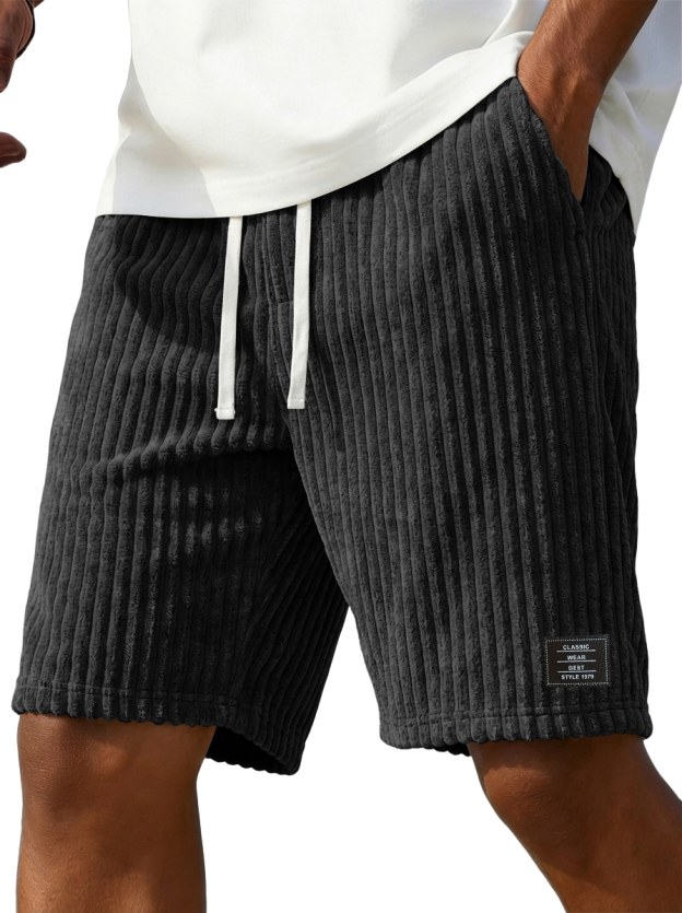 Men's Stylish Corduroy Shorts with Embroidered Logo