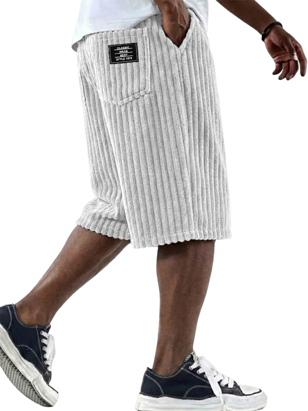 Stylish Corduroy Comfort Shorts with Embroidery Design