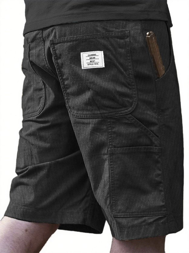 Corduroy Retro Multi-Pocket Embroidered Shorts