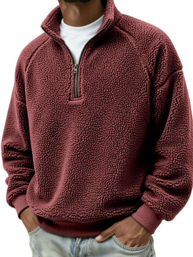 Men's Comfort Sherpa Quarter Zip Warm Pullover Polo Shirt