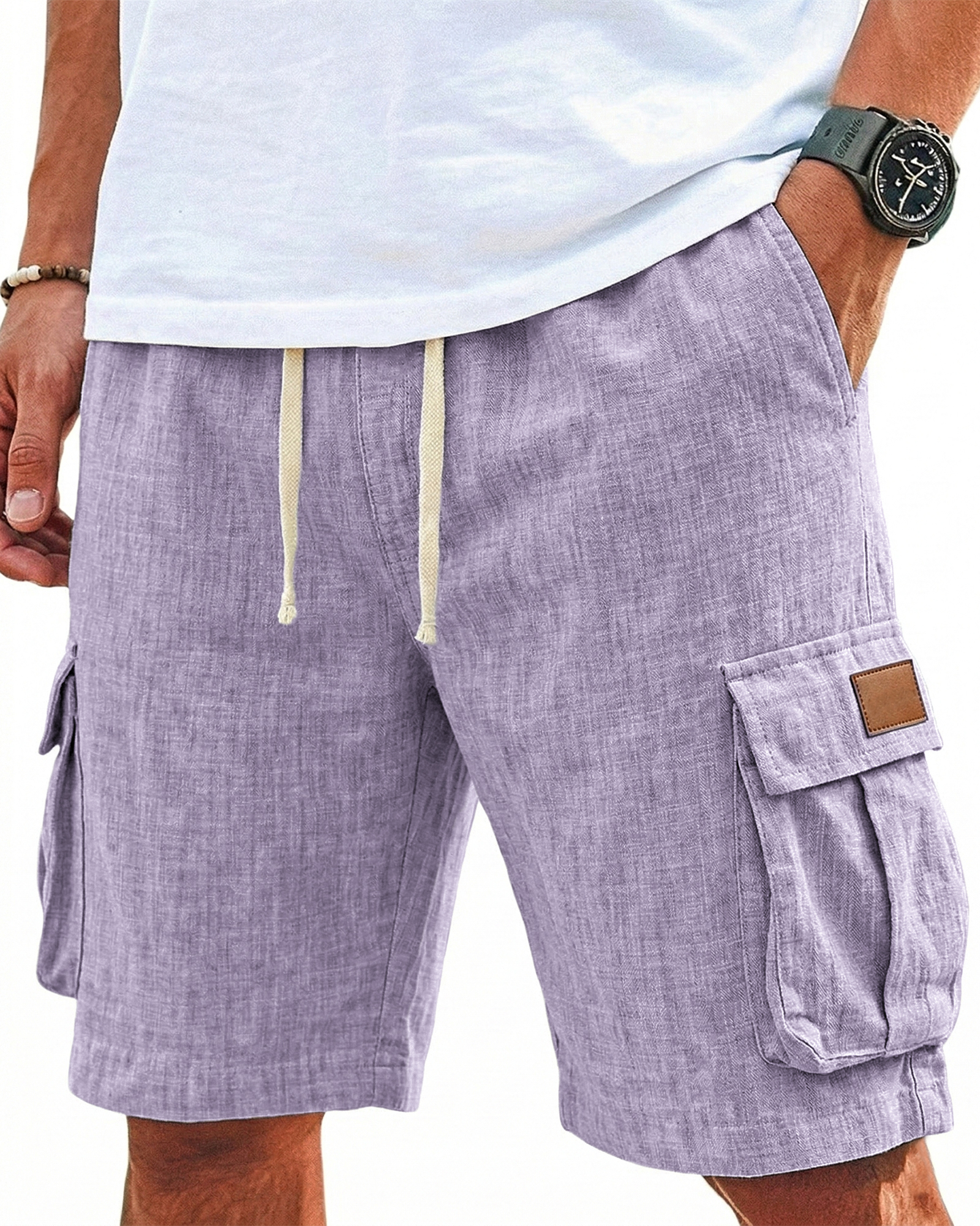Breathable Cotton and Linen Multi-pocket Shorts