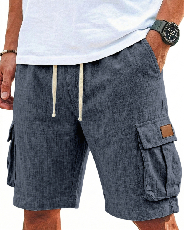 Breathable Cotton and Linen Multi-pocket Shorts