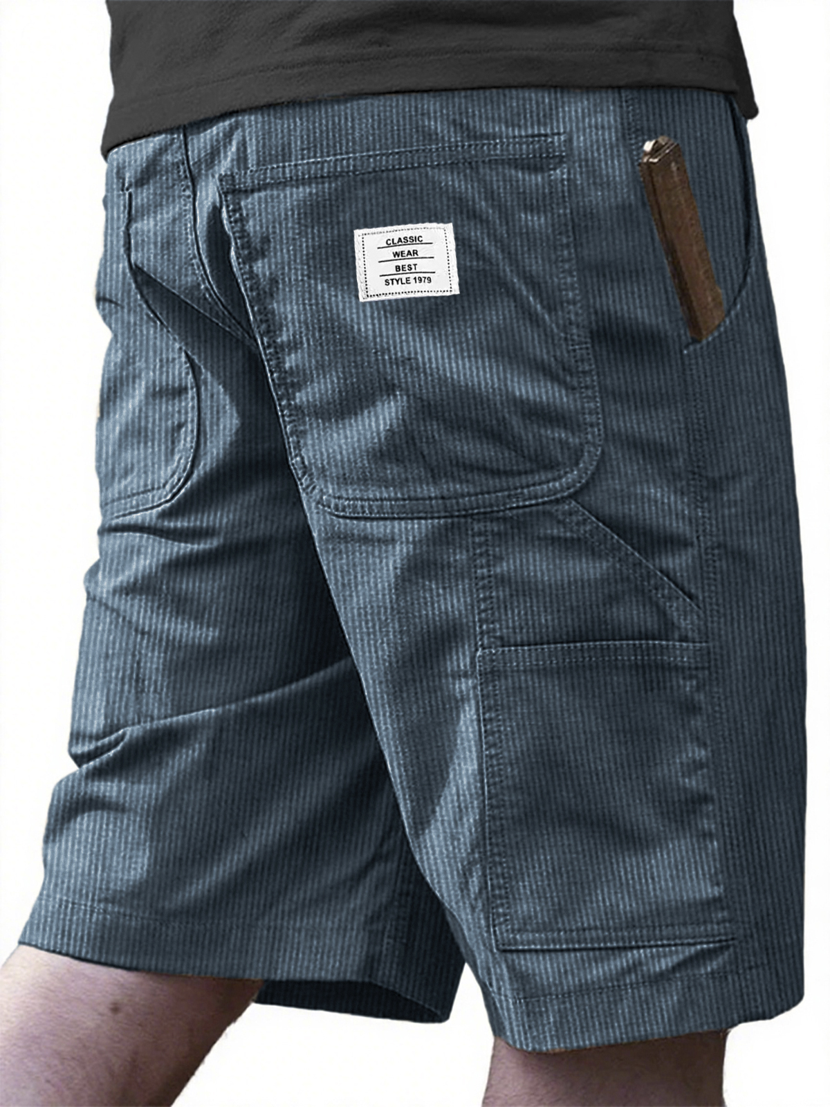 Corduroy Retro Multi-Pocket Embroidered Shorts