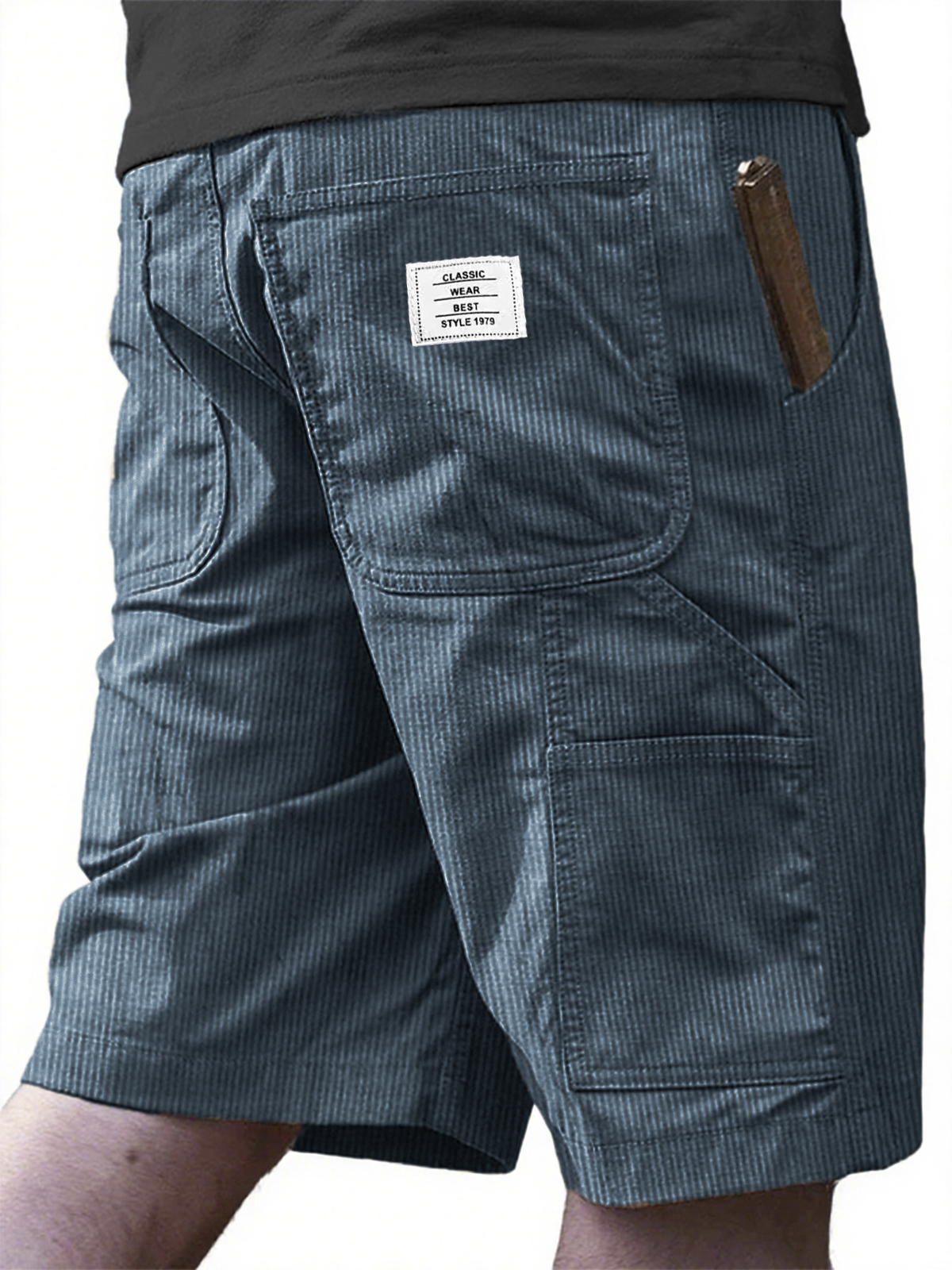 Corduroy Retro Multi-Pocket Embroidered Shorts