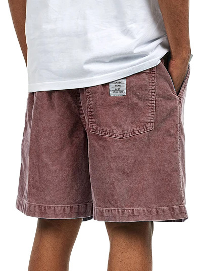 Men's Retro Distressed Corduroy Embroidered Logo Loose Stretch Waistband Pocket Shorts