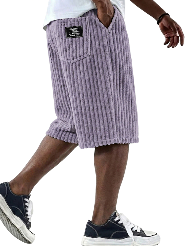 Stylish Corduroy Comfort Shorts with Embroidery Design