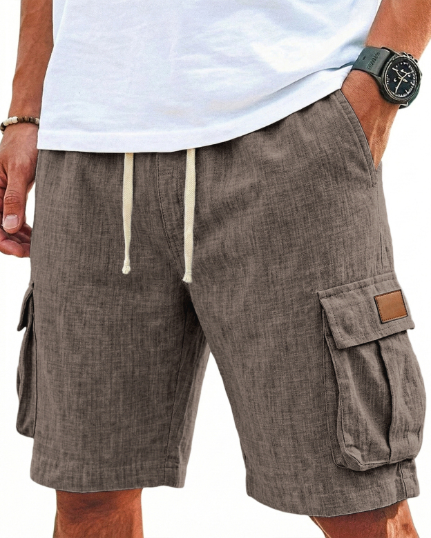 Breathable Cotton and Linen Multi-pocket Shorts