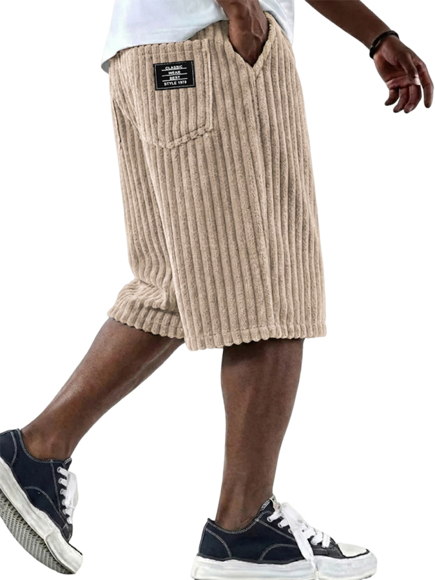 Stylish Corduroy Comfort Shorts with Embroidery Design
