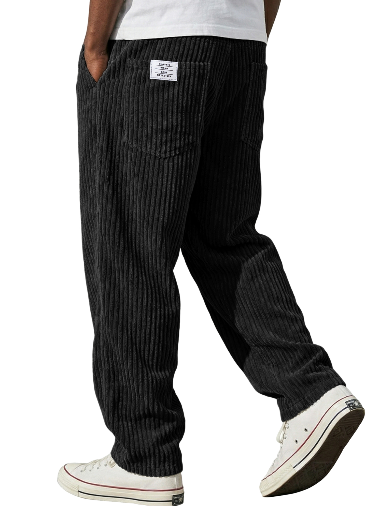 Men's Vintage-style Corduroy Textured Casual Embroidered Trousers