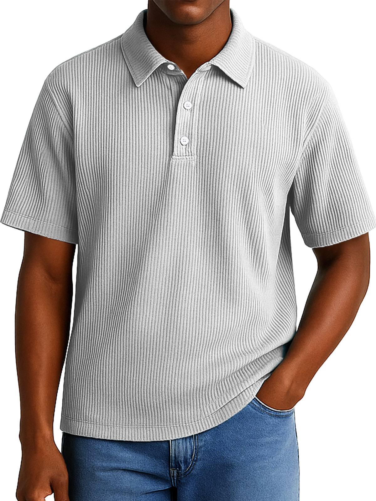 Men's Daily Casual Pitted Short-sleeved Lapel Polo Shirt
