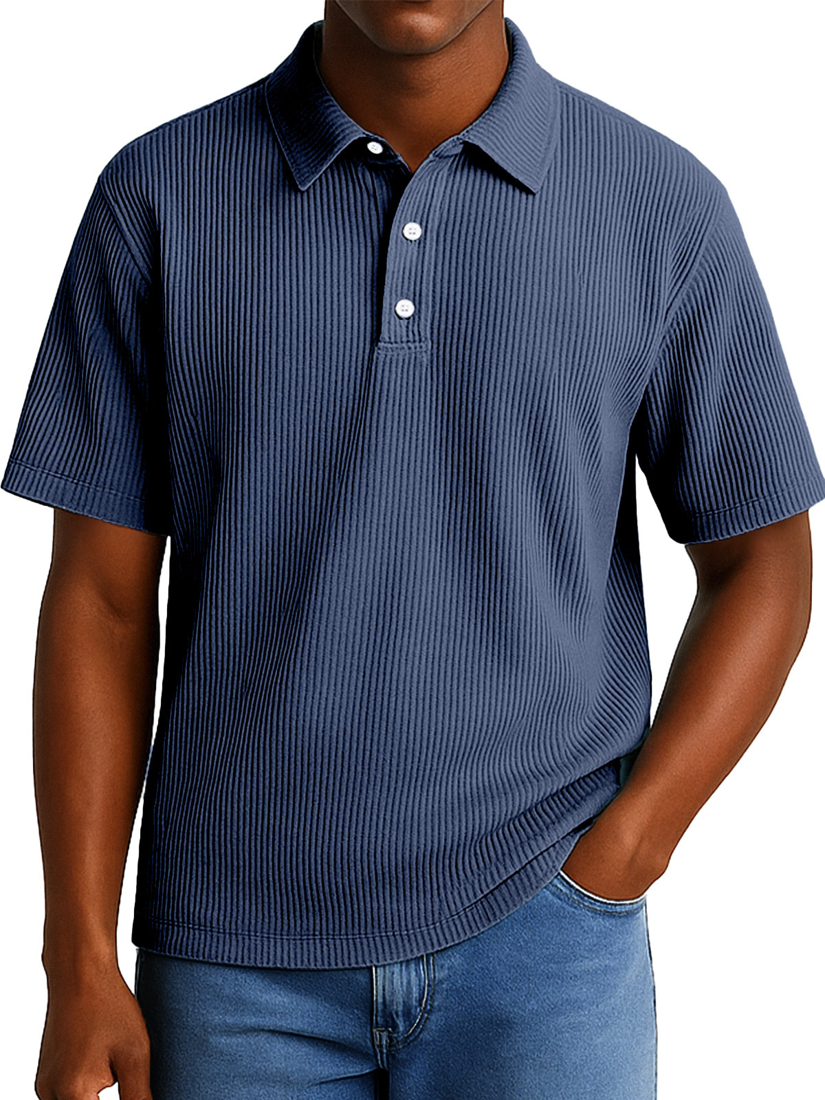 Men's Daily Casual Pitted Short-sleeved Lapel Polo Shirt