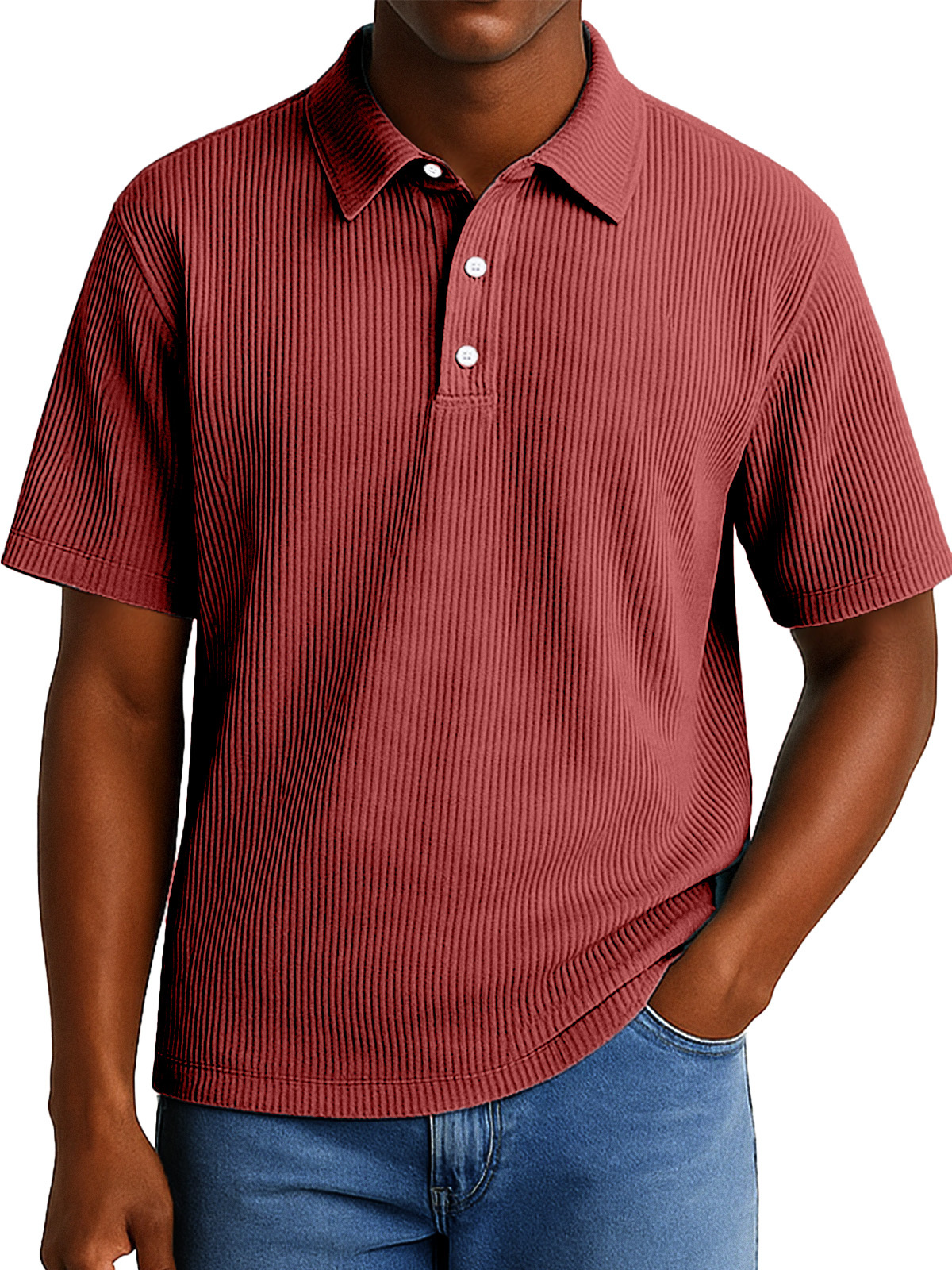 Men's Daily Casual Pitted Short-sleeved Lapel Polo Shirt