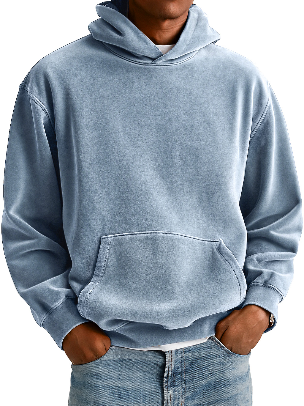 Men's Everyday Suede Hooded Pocket Comfort Sweatshirt