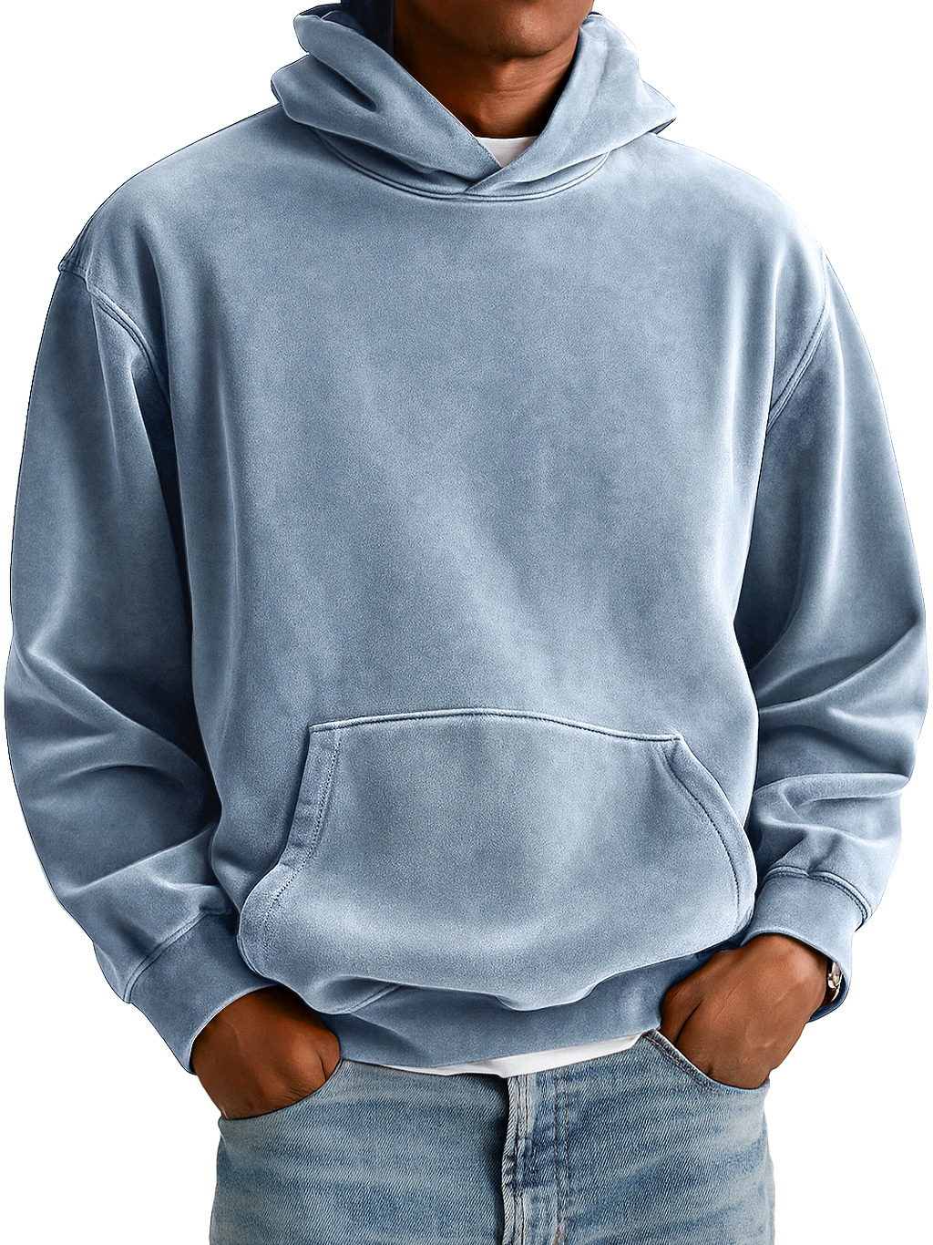 Men's Everyday Suede Hooded Pocket Comfort Sweatshirt