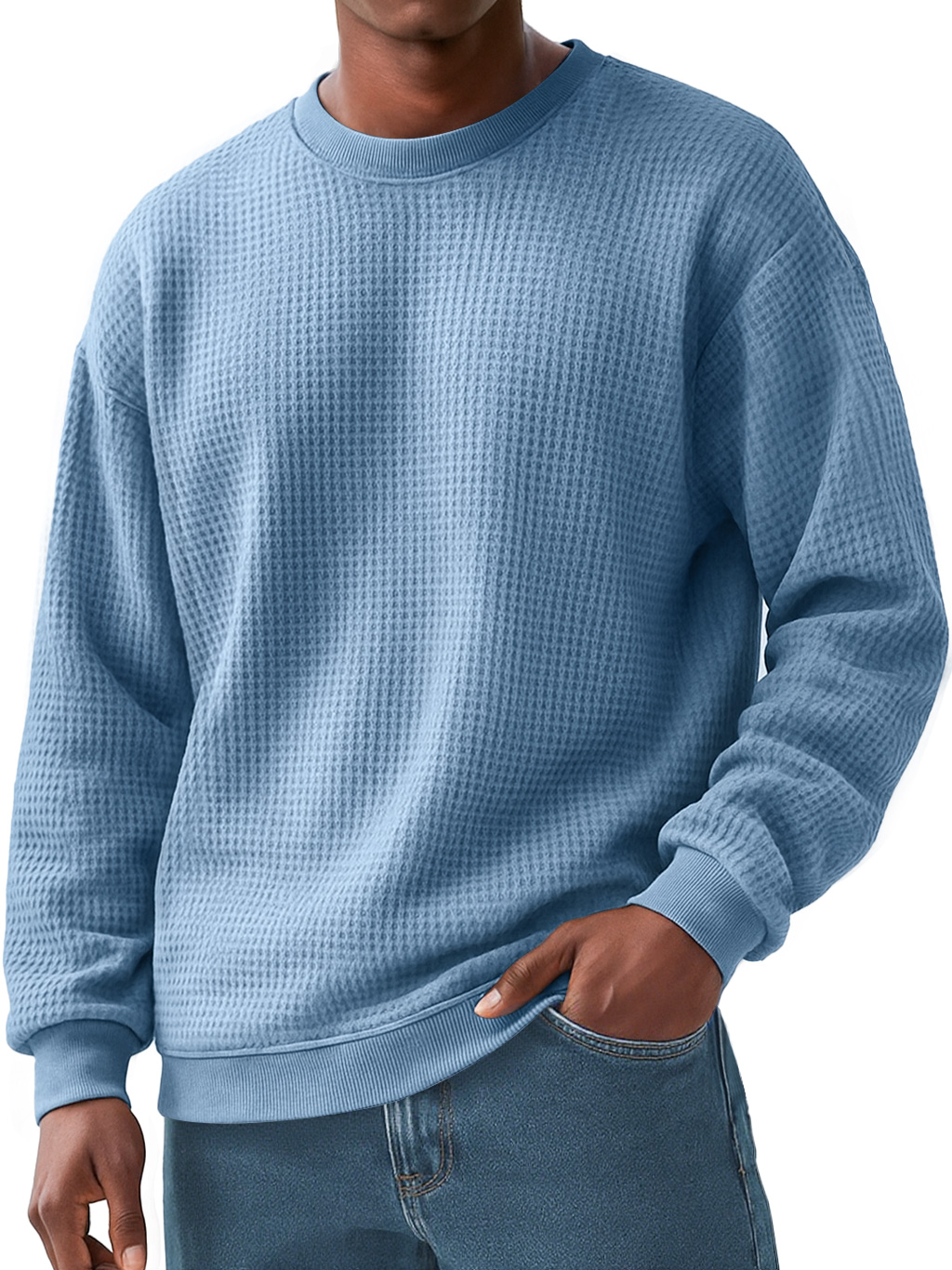 Men's Everyday Waffle Casual Long-sleeved Solid Color T-shirt