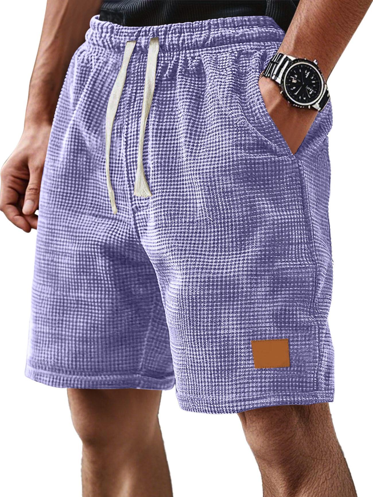 Men's Everyday Corduroy Waffle Casual Loose Drawstring Comfort Shorts