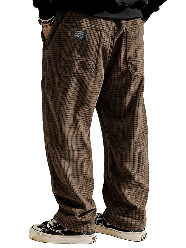 Stylish Casual Loose Waffle Fabric Pocket Tether Pants