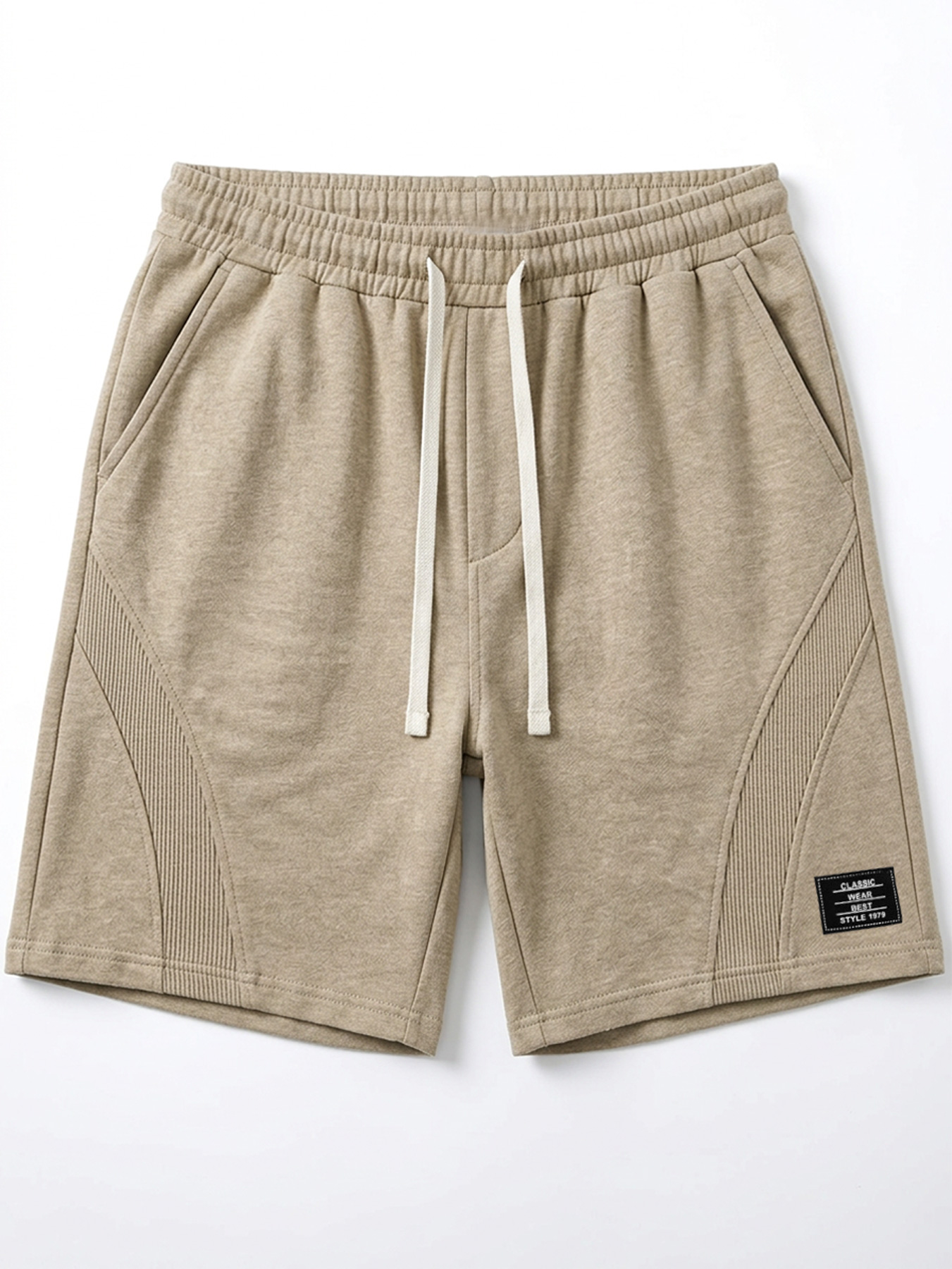 Men's Simple Embroidered Logo Patchwork Design Casual Loose Shorts