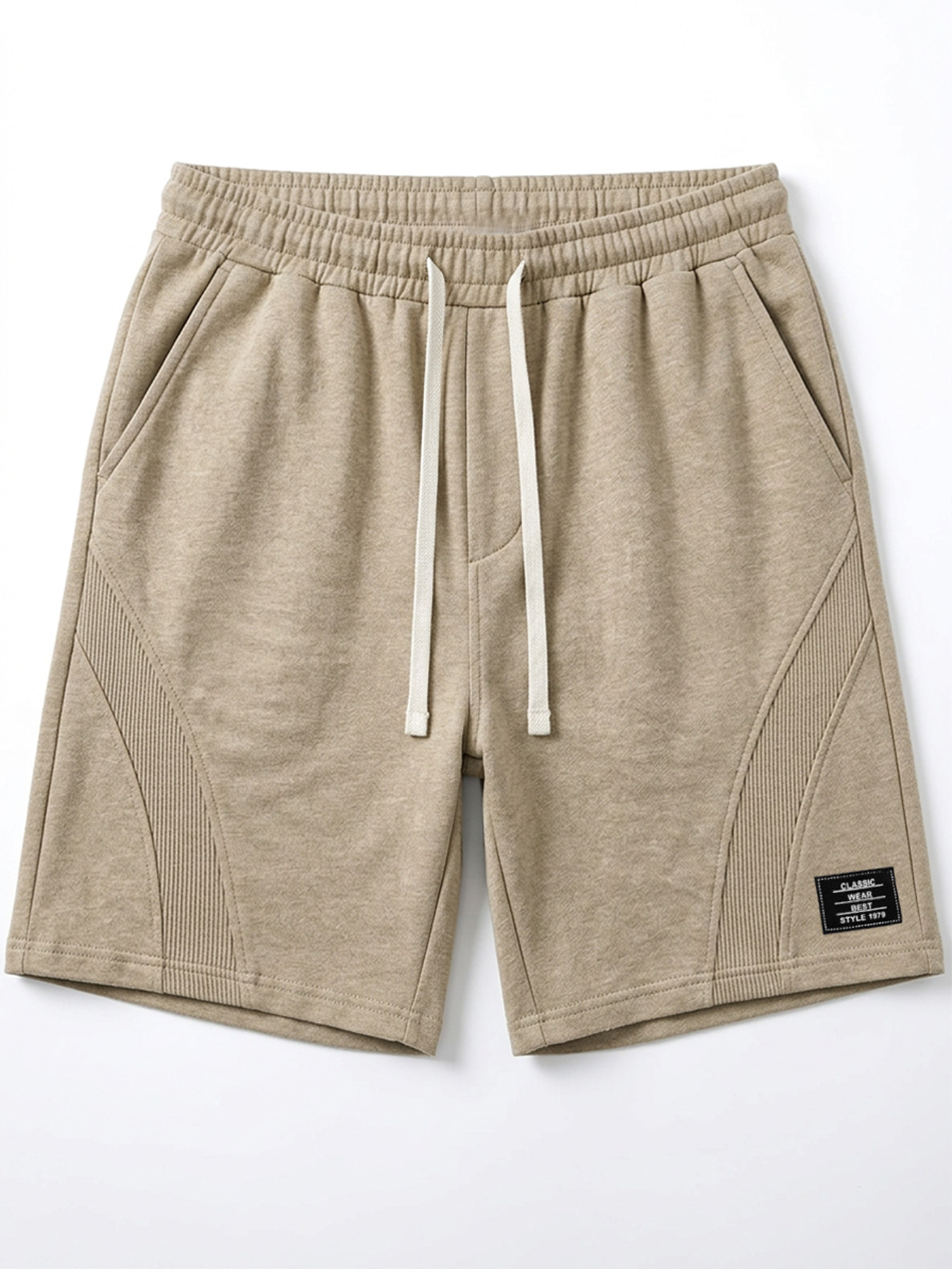 Men's Simple Embroidered Logo Patchwork Design Casual Loose Shorts