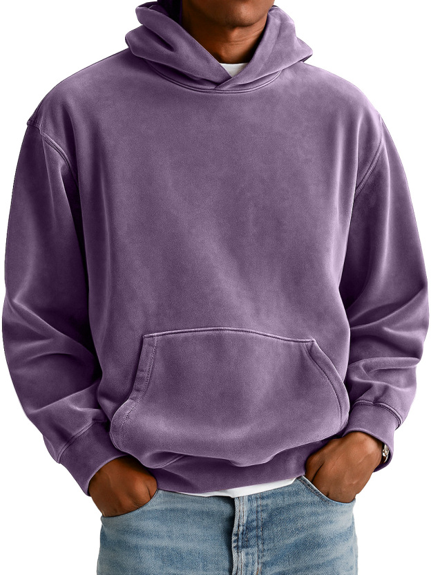 Men's Everyday Suede Hooded Pocket Comfort Sweatshirt