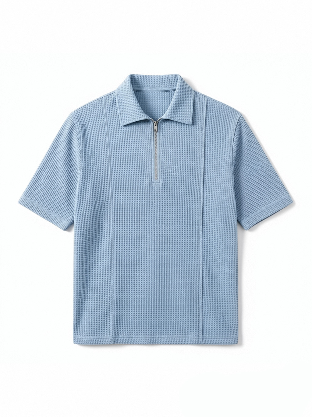 Men's Casual Waffle Lapel Short Sleeve Polo Shirt