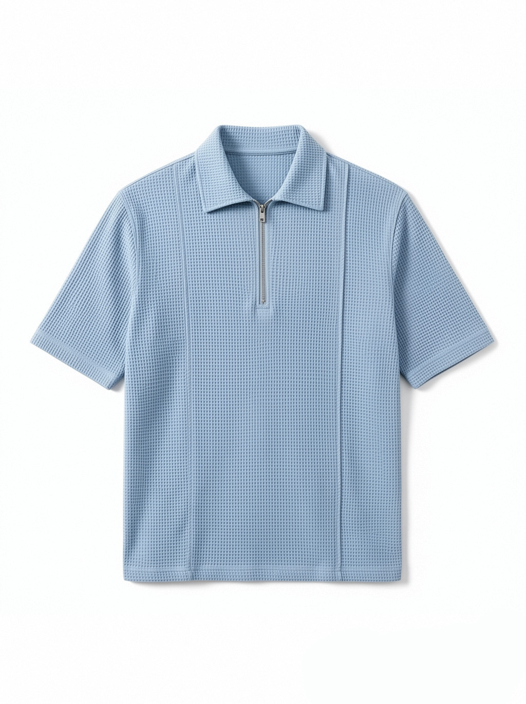 Men's Casual Waffle Lapel Short Sleeve Polo Shirt